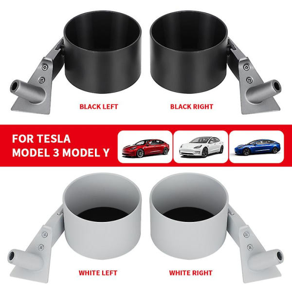 För Tesla Model 3 Y Bil Mugghållare Fordonsförvaringslåda Auto Innerdörrsfäste Dryckesrankning Kaffe Vattenflaskställ Svart Vit - Dryckeshållare White Left and Right