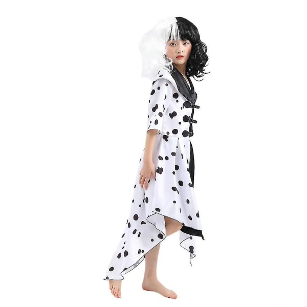 Barn Jenter Cruella De Vil Carnival Cosplay Festkostyme Hettekjole + hanskersett M