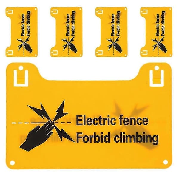 Varningsskyltar för elstängsel - 5-pack, fet text och grafik 20.00X12.80X0.30CM Gul