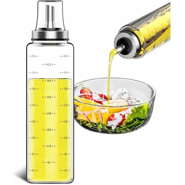 500ML oliedispenser med skala, olivenoliedispenser med tragt køkkenoliedispenser Glass / Stainless steel