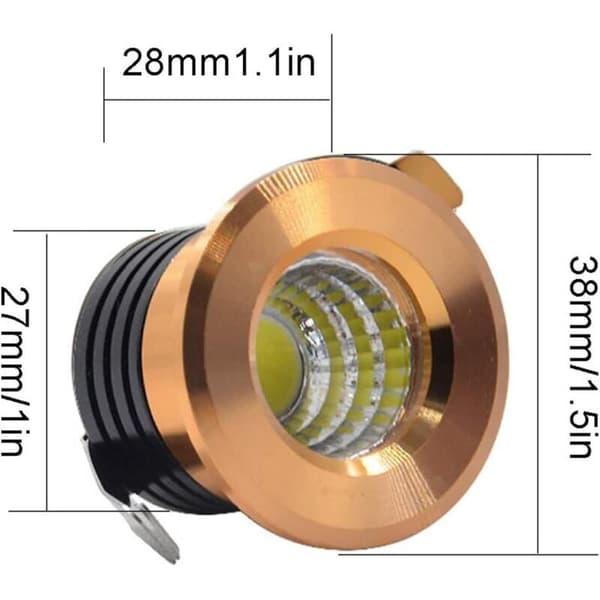 Sæt med 6 Mini Indbyggede LED Loftspots, Sort, Mini LED Spots til Skabsloftslamper, 3W, Varm Hvid Black