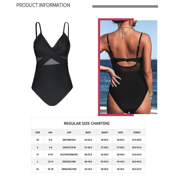 Sexet One Piece Bikini Trekant Badetøj Dame Højtalje Hot Spring Resort Badetøj Black M