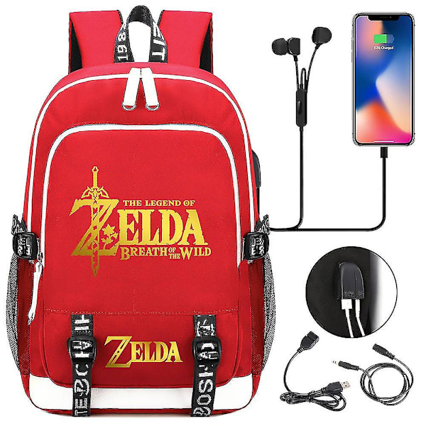 Zelda Usb Port Laptop Rygsæk, Skolebogstasker, Fans Travel Casual Computertaske, Gave 7