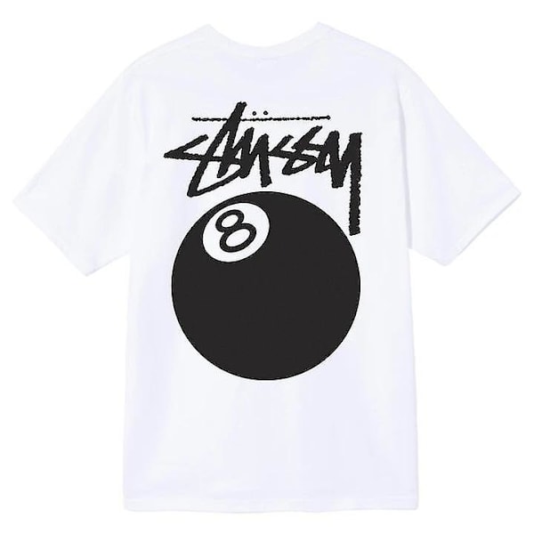 Ny amerikansk stil nr. 8 Billiard rundhalset kortærmet T-shirt white XXL