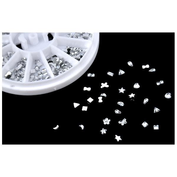 Rhinestone nail decorations stones 12 different shapes Silver silver