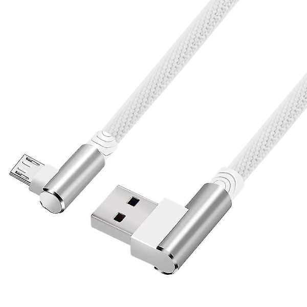 1m Lataus Micro-kaapeli USB-pistokkeesta 90 asteen kulmaan Micro Android -latausjohdon liitin white