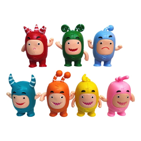 7 stk/sett Oddbods Figurer Tegneserieleker Dukker Myk Søt Pogo New Bubbles Jeff Toy Slick