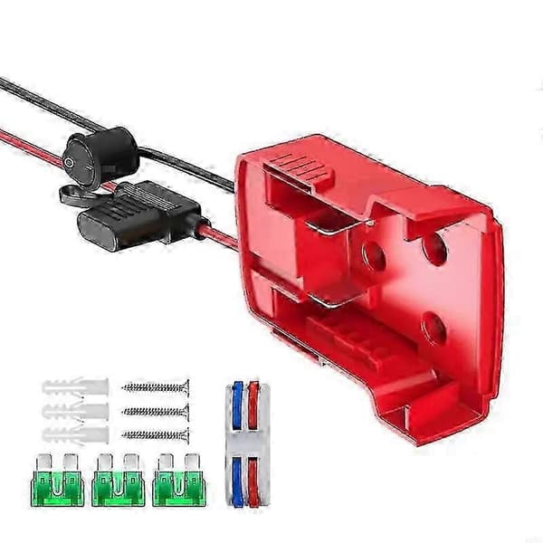 Milwaukee M18 til 12V konverter, 20A 240W DC Step Down strømadapter Red(Two Wires