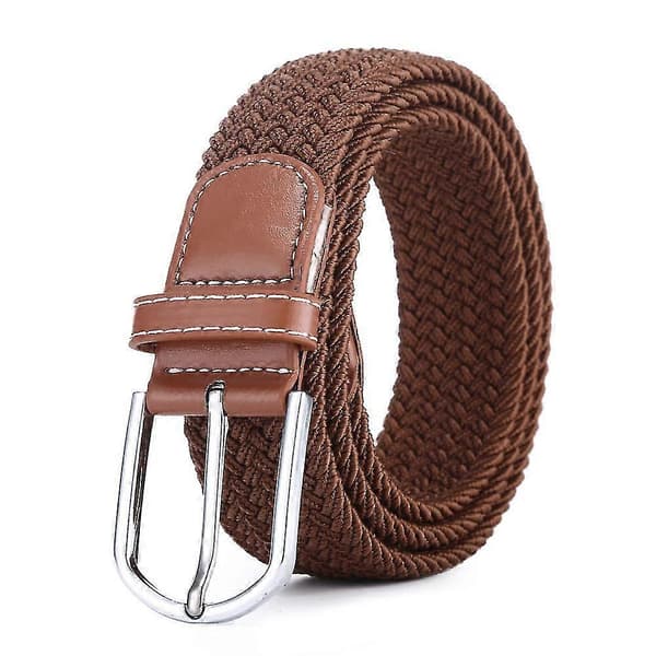 Flettet stretchbelte i kanvas for kvinner - Damebelter til jeans, (2 stk, brun, marineblå)