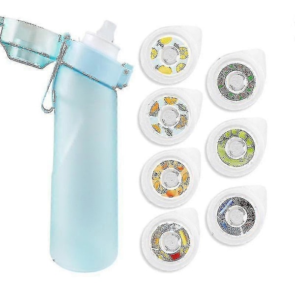 Luftflaske, 2024 Forbedret Vannflaske Med 7 Smaker, Luftflaske Startsett, 0 Sukker Drikkeflasker, BPA-fri For Smakstilsetning, 0 Kalorier (matt) Frosted blue (with 7 flavors)