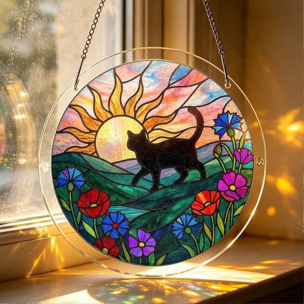Akrylpuslespill Suncatcher – DIY Stikksagsett – for Vindu og Hage E