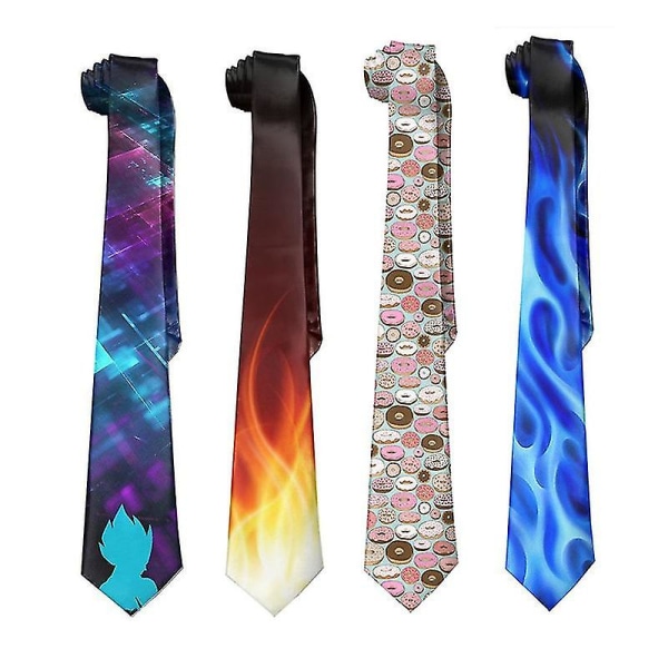 Bryllupstilbehør Slips | Blå flammer slips | 3d-utskrift slips | Blå slips | Blå bryllup - slips