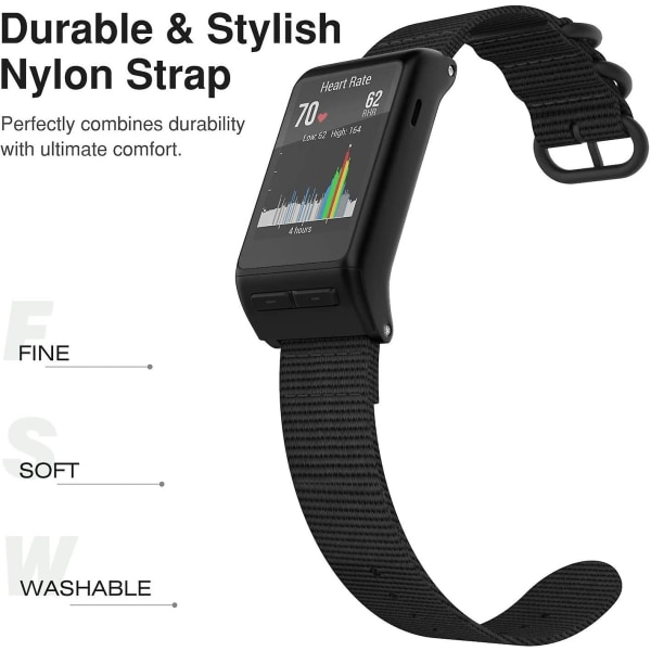 Kompatibel med Garmin Vivoactive Hr urbånd, finvævet nylon justerbar udskiftningsrem med Smart Watch Sort