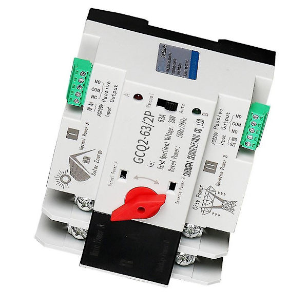 Fotovoltaisk solenergi automatisk overførselskontakt DIN-skinne 2p 63a Ac220v PV-system strøm til by P