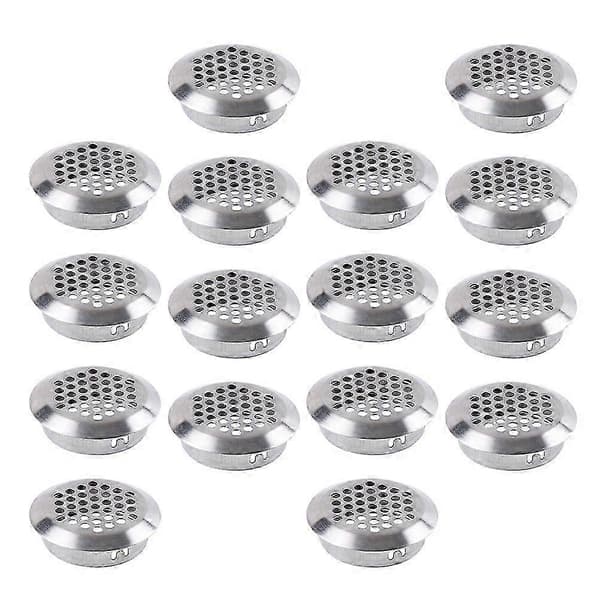 50 stk. Ventilationsprop i rustfrit stål Cirkel Luftudluftningsgitterdæksel kompatibel med garderobe 3,5x3,5 cm Silver