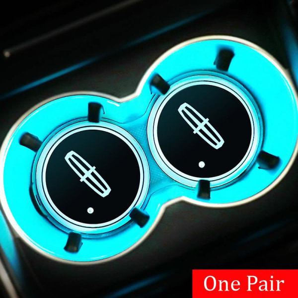 7 färger ändrar USB led ljus bil mugghållare Coasterfor Lincoln Corsair Town Navigator Mkx Mkz Aviater Mks Mkc Mkt Nautilus| | B logo