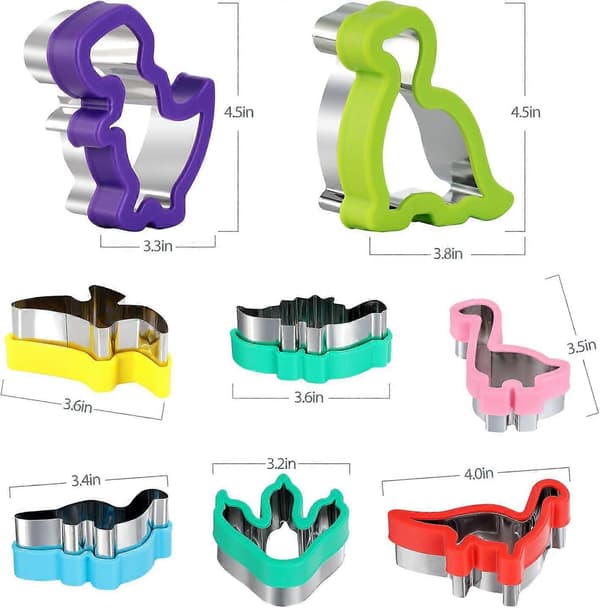 Dinosaur Cookie Cutters Sæt - Formede Cookie Candy Food Cutters i Rustfrit Stål