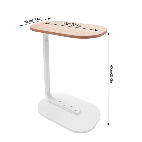 C-shaped Side Table Freestanding Coffee Table Log White