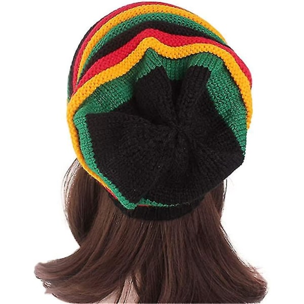 Dww-fashion Bob Marley Jamaican Reggae Cap Flerfärgad Randig Rasta Hat Slouchy Baggie Beanie Skullies Gorro Rasta Dam
