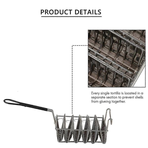 Taco Shell Holder for Deep Frying 6 Shells with Ergonomic Handle