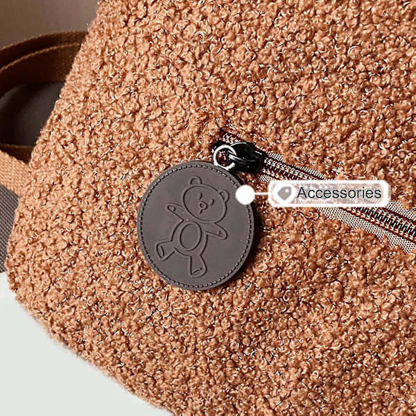 Bear Shape Ryggsekk - Innovativ Cashmere myk å berøre skolevesker for studenter (farge: kaffe)