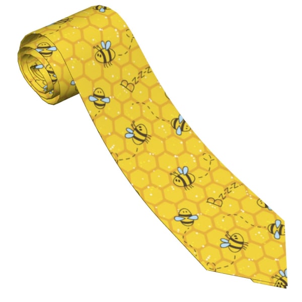 Cute Honey Bee Pattern Men'S Necktie Fashion Neck Tie Skinny Ties Gifts For Weddings, Groom, Business Party