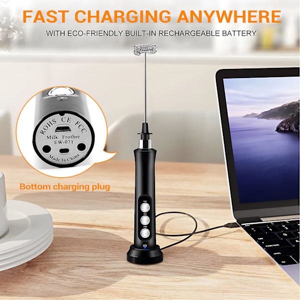 1 sett melkeskummer håndholdt Sross elektrisk skummaskin usb oppladbar kaffeskummer for kaffe, ca.