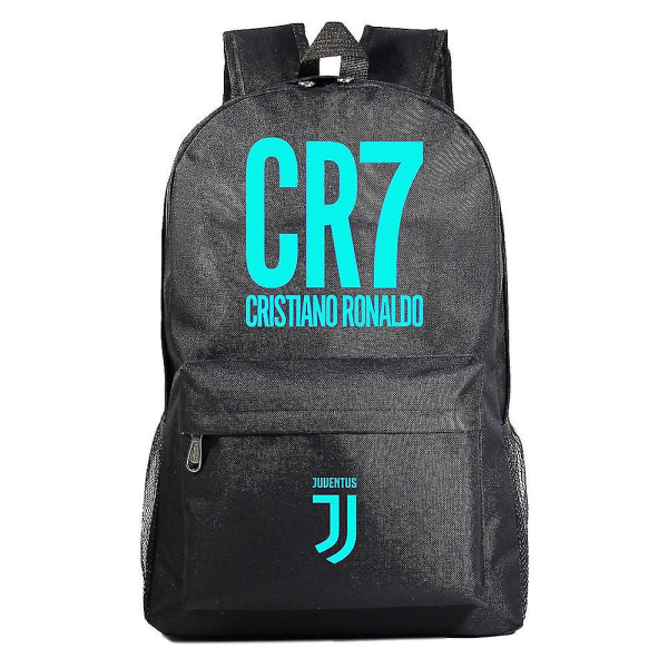 Sininen valoisa ympäröivä jalkapallo Ronaldo Teens -koululaukku - Unisex casual reppu miehille ja naisille 10