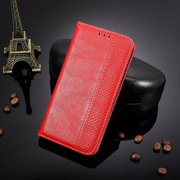 För Motorola Edge 30 Neo 5g Magnetisk Autostängning Retro Pu Läder Case Mönster Telefonställ Cover Red