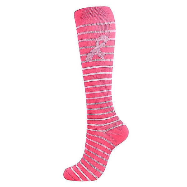 Nurse Calf Sokker Sportssokker Striped Pink Streamers L XL