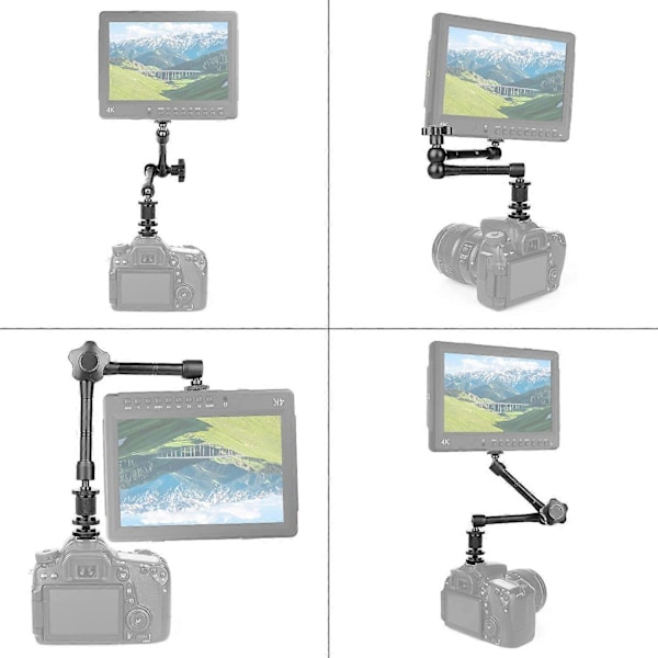 Magic Arm 11\" Ledad Arm Magic Friction Arm Justerbar med Blixtskofäste & 1/4\" Stativskruv för DSLR Kamera Monitor LED LCD-lampor DV Monitor