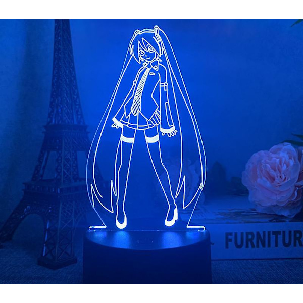 SBSG 3D Xiaoye Hatsune Miku Anime-serie USB Kreativ Gåva Skrivbordslampa A1 Svart Touch Fjärrkontroll 16 Färger