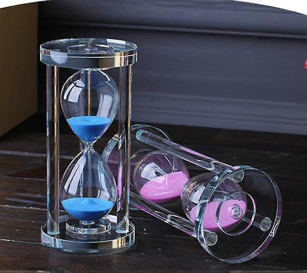 Transparent Krystal Timeglas Timeglas Ur, Kunsthåndværk i Glas, Dekoration, 15 Minutter / 30 Minutter / 60 Minutter (blå, 30 Minutter)