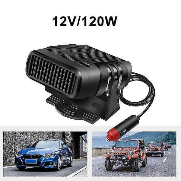 Bilvarmer Defogger 12V/24V 120W Bærbar 4-i-1 Kjølevarmevifte Frontruteduggerfjerner