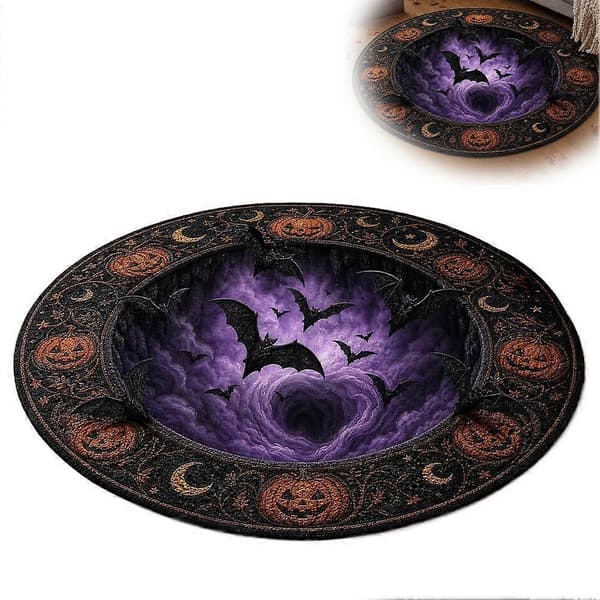 3D Halloweenmatta 60 cm Rund Kristall Sammet Golvmatta B 60*60CM