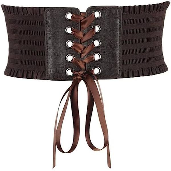 Dam Stretch Spänne Korsett Bälte Dam Bred Tofs Elastisk Klänning med hög midja Bälte Bowknot Midjeband Tillbehör (Färg: A, Storlek: 1)