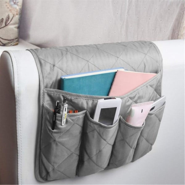 5 Lommer Armlen Sofa Sofa Stol Side Hengende Oppbevaringspose Organizer Bag Grey