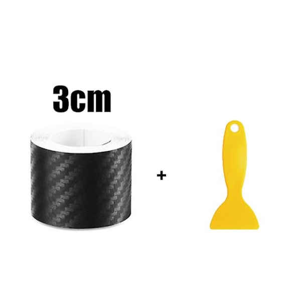 3d Carbon Fiber Bildekal med vidhäftningsskrapa DIY Paste Protector Strip Auto Anti Scratch Tejp Vattentät skyddsfilm| | 3cm 10m