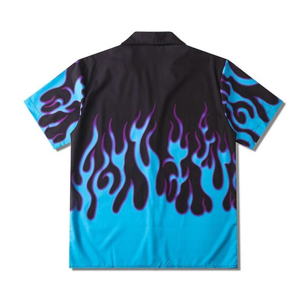 Män Kvinnor Tonåringar Loose Fit Skjortor Med Flame Grafik Style 3 L