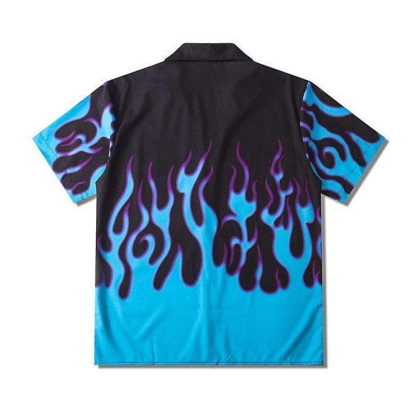 Mænd Kvinder Teenagere Loose Fit skjorter med flamme grafik Style 4 M