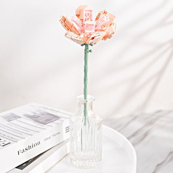 Simulering byggstenar blomma tulpan ros solros krukbukett mini blomma block gör det själv barns sammansatta leksak flicka present