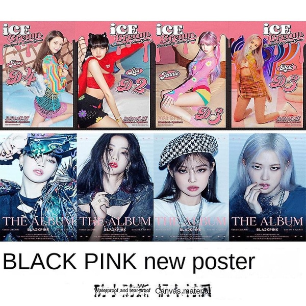 Kpop-blackpinks Juliste Paperi Kangas Maalaus Juliste Tulosteet Seinäkuva Kodin sisustus Olohuone Makuuhuone Sisustus Tyttö Lahjat M 40x60cm No Frame