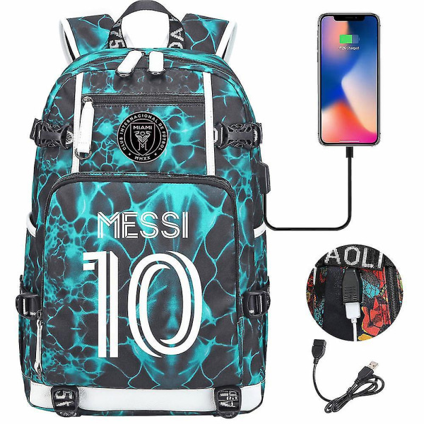 Messi Ryggsäck - Kamouflagedesign - USB laddningsport - Passar 17-tums bärbar dator - Vattentät - Multifunktionell för affärsresor - Skolväskor - Mochil 3