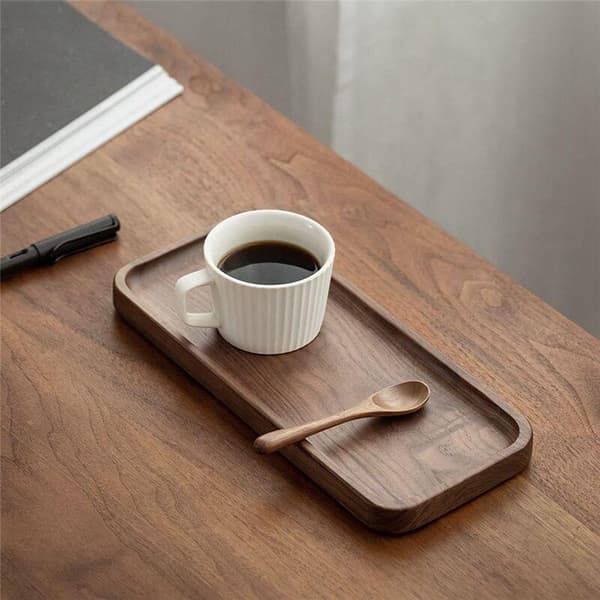Serveringsbricka i valnöt, träbricka, rektangulär bricka, badrumsbricka, middagsbricka, tebricka, kaffebricka