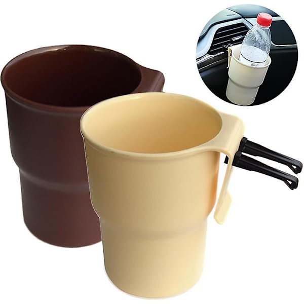 Bil Luftventil Kopphållare Hängande fäste Flask Dryckeshållare Stativ Multifunktionell Bilinteriör Myntnycklar Telefon Förvaringsbox - Dryckeshållare Beige A