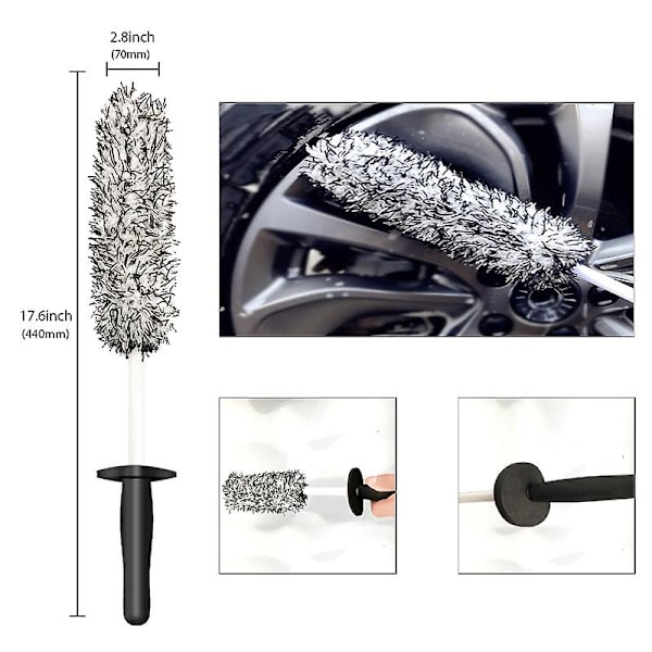 Auton pyörän navan puhdistusharja Rengasvanteen pyöränharja Auton yksityiskohdat Mikrokuitukahvan harja Helppo puhdistaa Autotarvikkeiden tukkukauppa| | Black brush