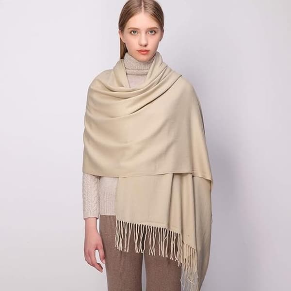 Dame Pashmina Sjaler og Wraps til Bryllupssjaler til Kvinder Vinter (Beige)