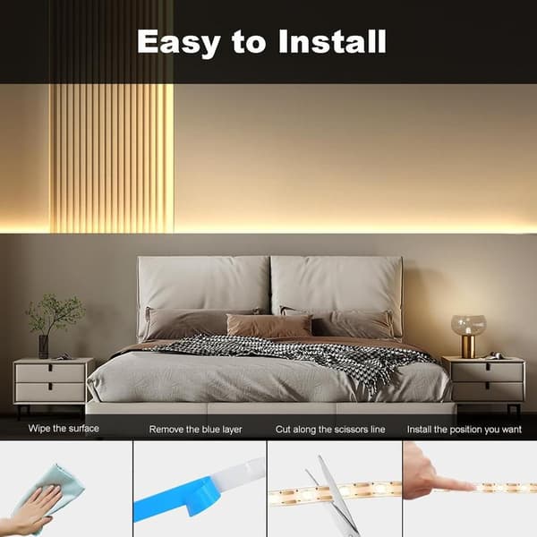 3m Battery Operated LED Strip Lights with Remote Control, Waterproof, 8 Modes, Dimmable, Timer, Self-Adhesive Cuttable (Warm White)