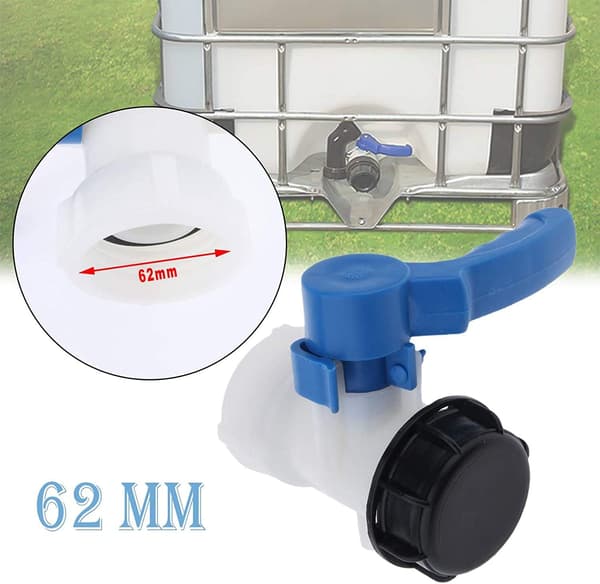 Universal IBC-adapter for IBC-vanntank, IBC-tank, 62 mm IBC-kran, DN40 klaffventil