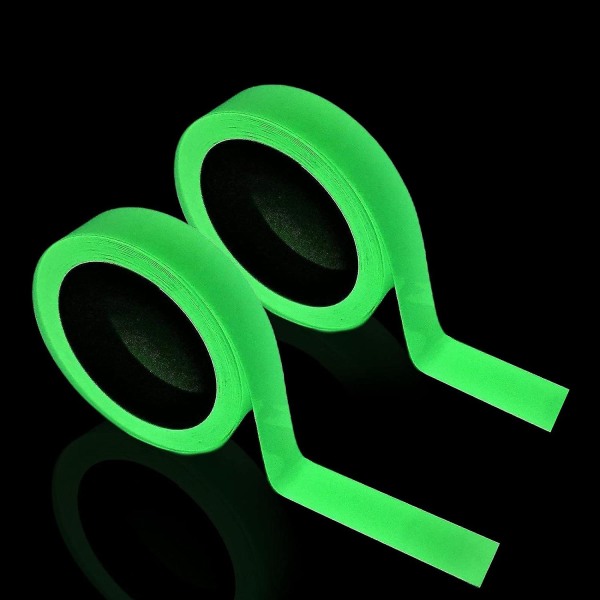 Fluorescerande tejp, Vattentät Ljusstark Tejp, 2 x 10m Fluorescerande Tejp, Grönt Ljus Ljusstark Tejp för Scendekoration, Väggdekorativ, Varningstape St